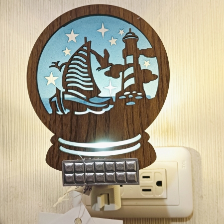 帆船燈塔造型小夜燈(附燈座+燈泡)